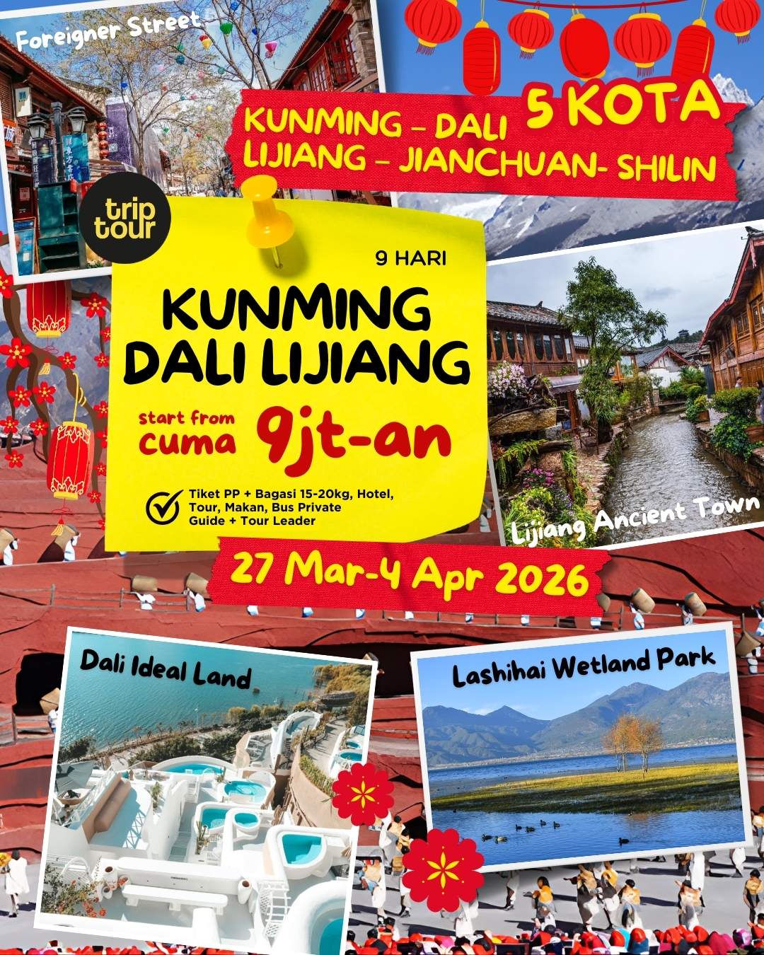 Kunming Dali Lijiang Jianchuan Shilin Asia China 9 Days By QG