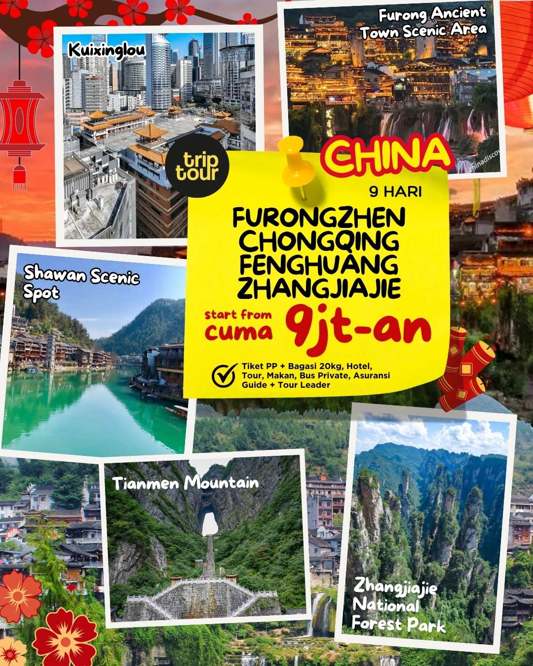 Furongzhen - Chongqing - Fenghuang - Zhangjiajie Asia China 9 Days By MH