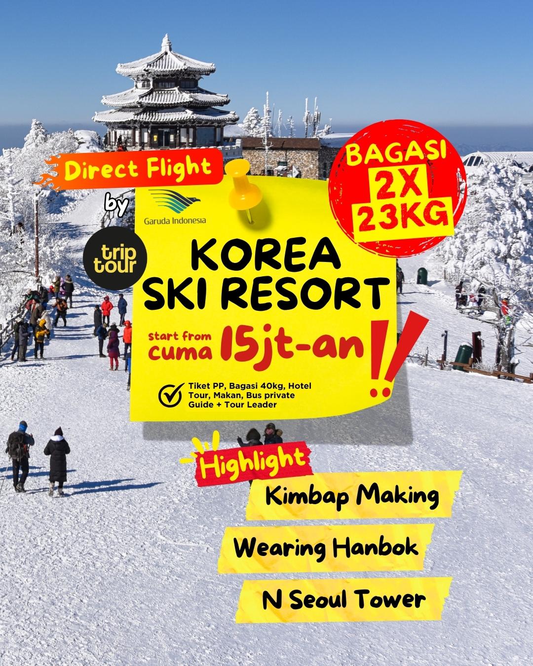 Korea Bonus: N Seoul Tower + Gimbap Making Korea Ski Resort 7 Days By GA